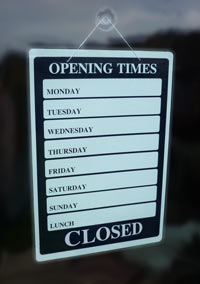 Opening Times Sign