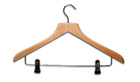 Wooden Shaped Suit Hanger with Clips (box of 100)